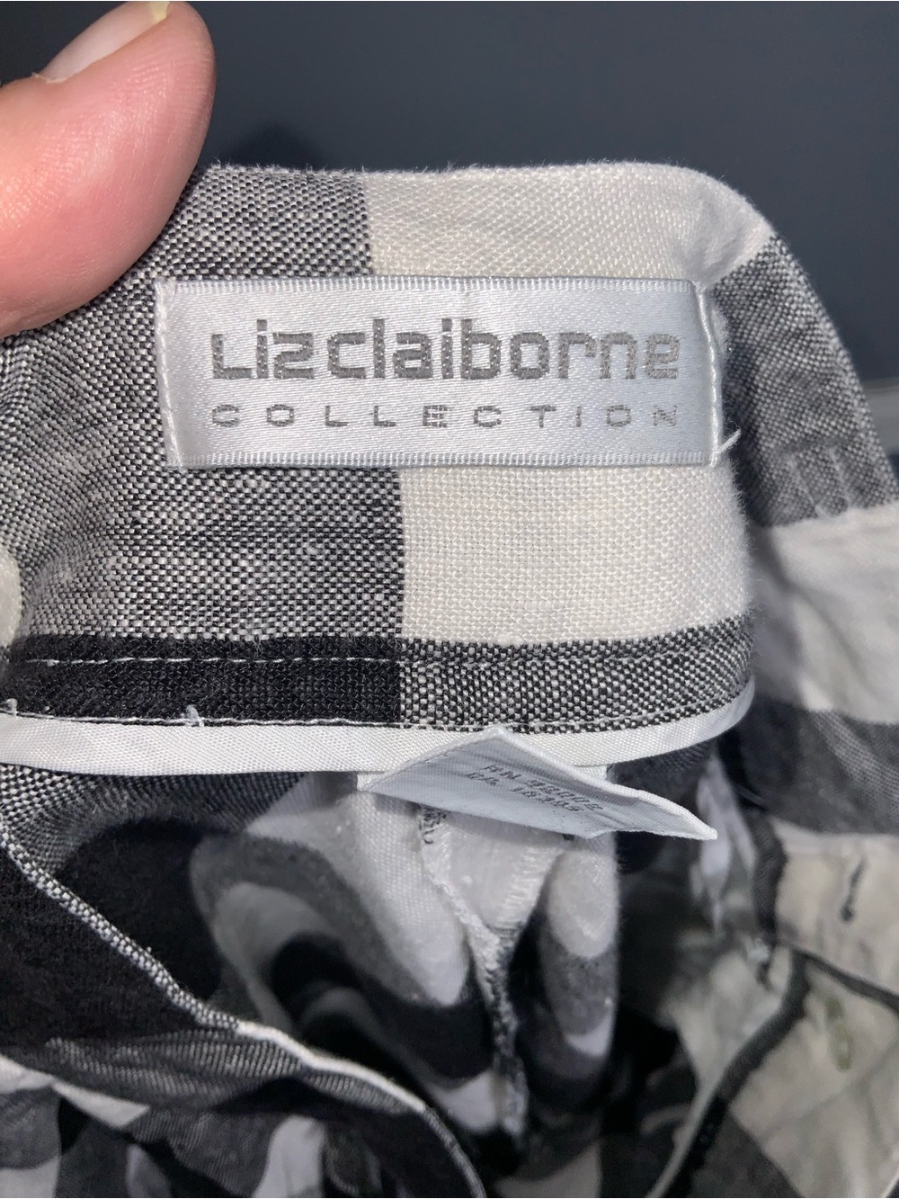 Liz Claiborne Vintage Black & White Linen Check A-Line Skirt Size 8 - Picture 8 of 9